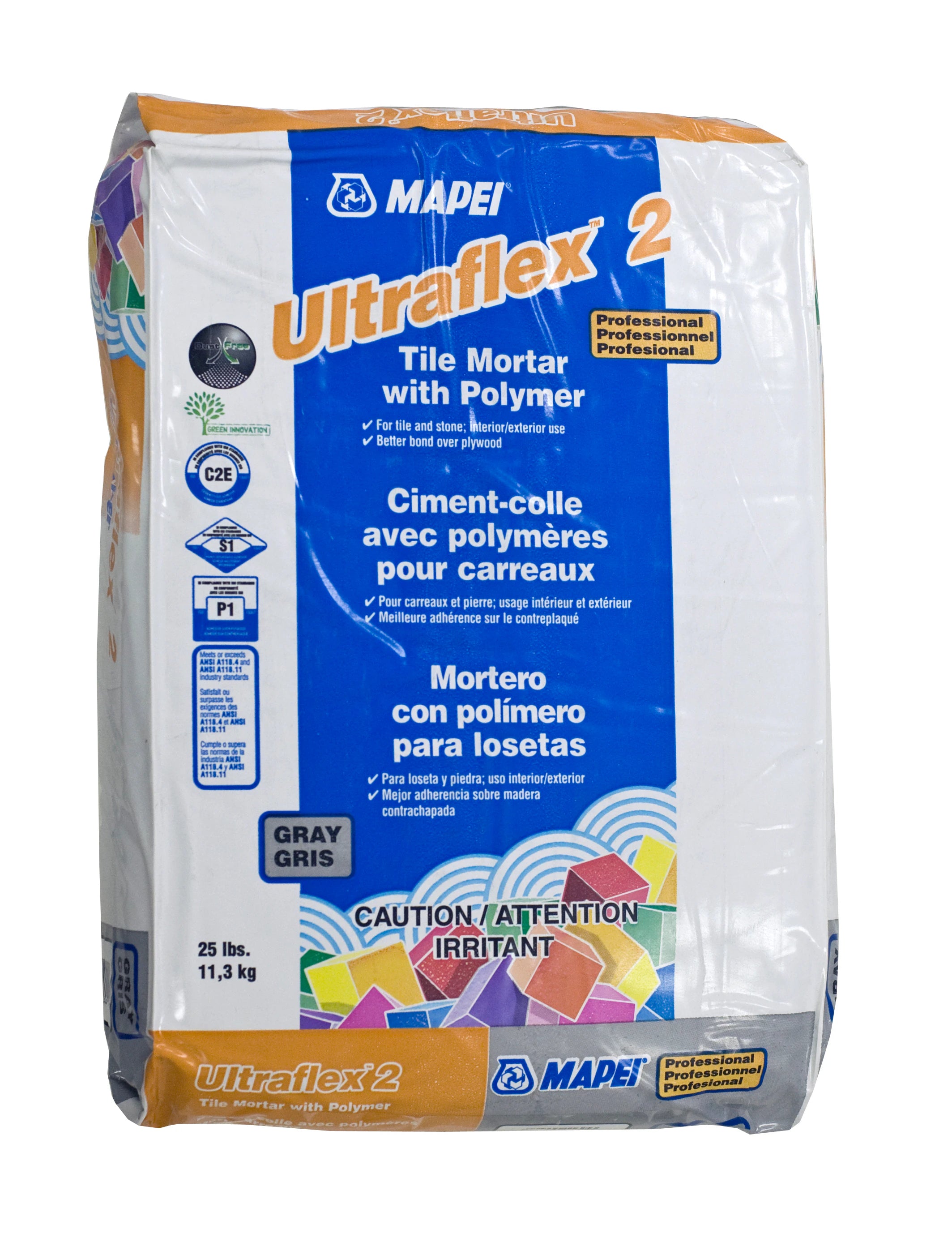 Mapei - Ultraflex 2 Ciment-colle de qualité professionnelle avec polymères, Gris - 25 lb