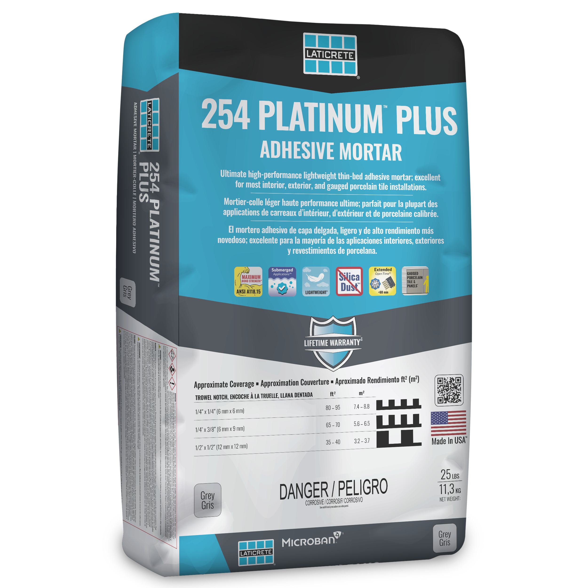 Laticrete - 254 Platinum Plus Coulis à céramique Gris 11.3 kg