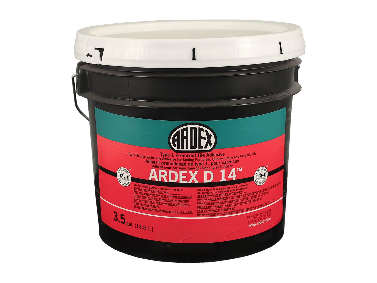 Ardex - Adhésif prémélangé D 14 de type 1 pour carreaux - 13.23 L