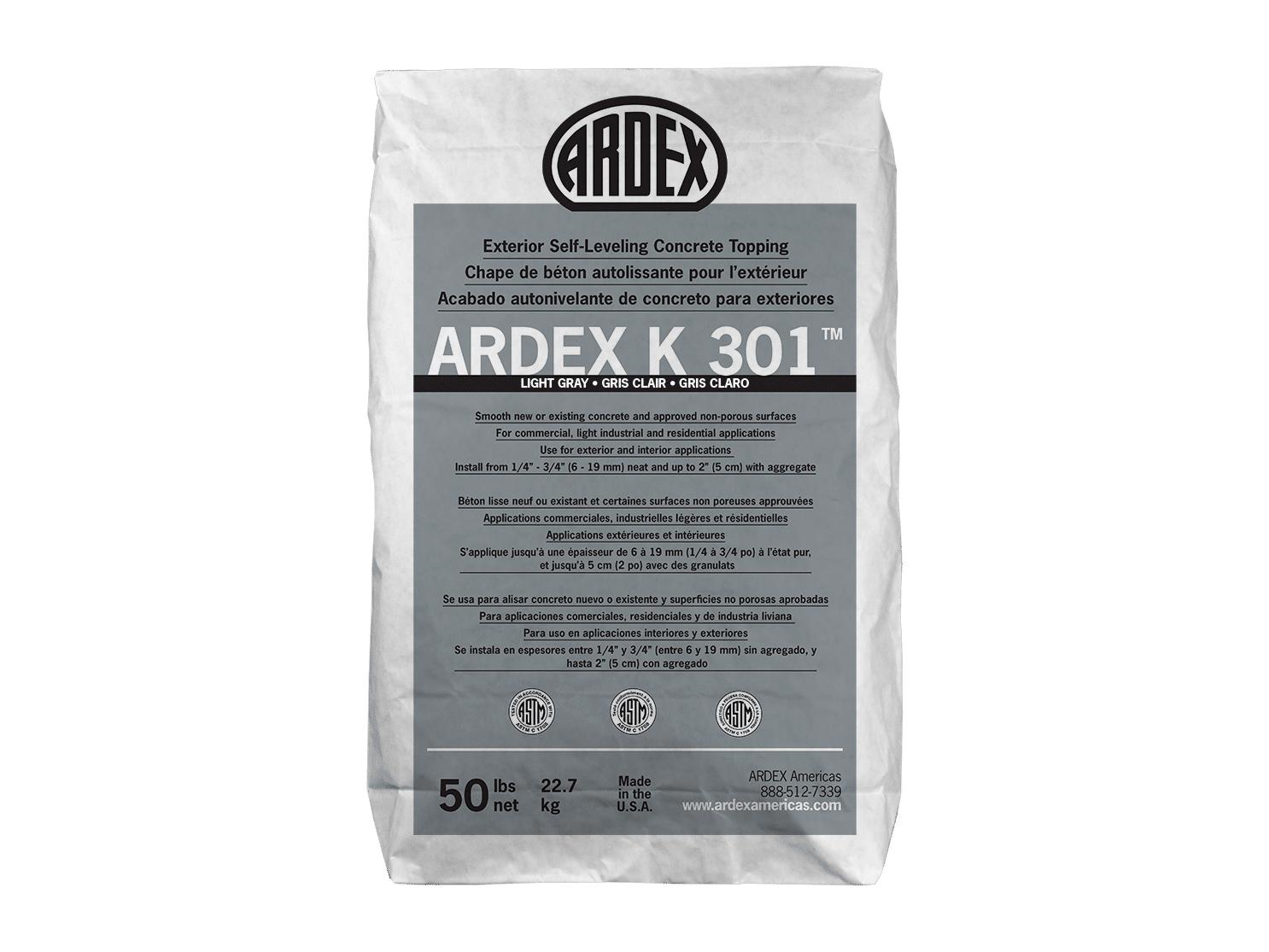 Ardex - K 301 Chape de béton autolissante pour l'extérieur, Gris - 50 lb