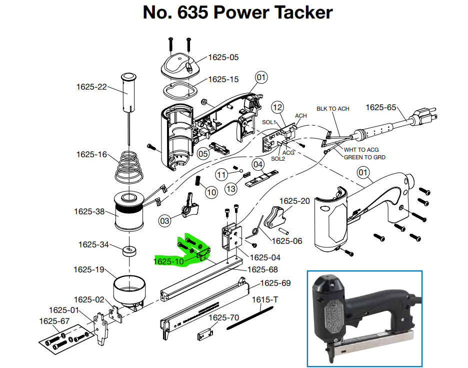Crain - Ressorts de détente courts et longs pour No. 635 Power Tacker