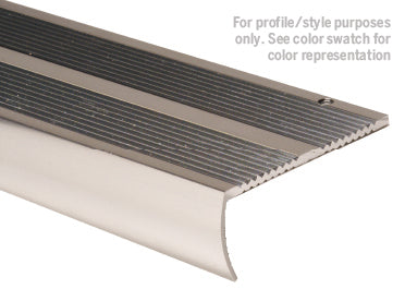 M-D PRO - Nez de marche en aluminium avec tombant et giron, Perforations en zigzag Brillant clair 1 3/16" x 12'