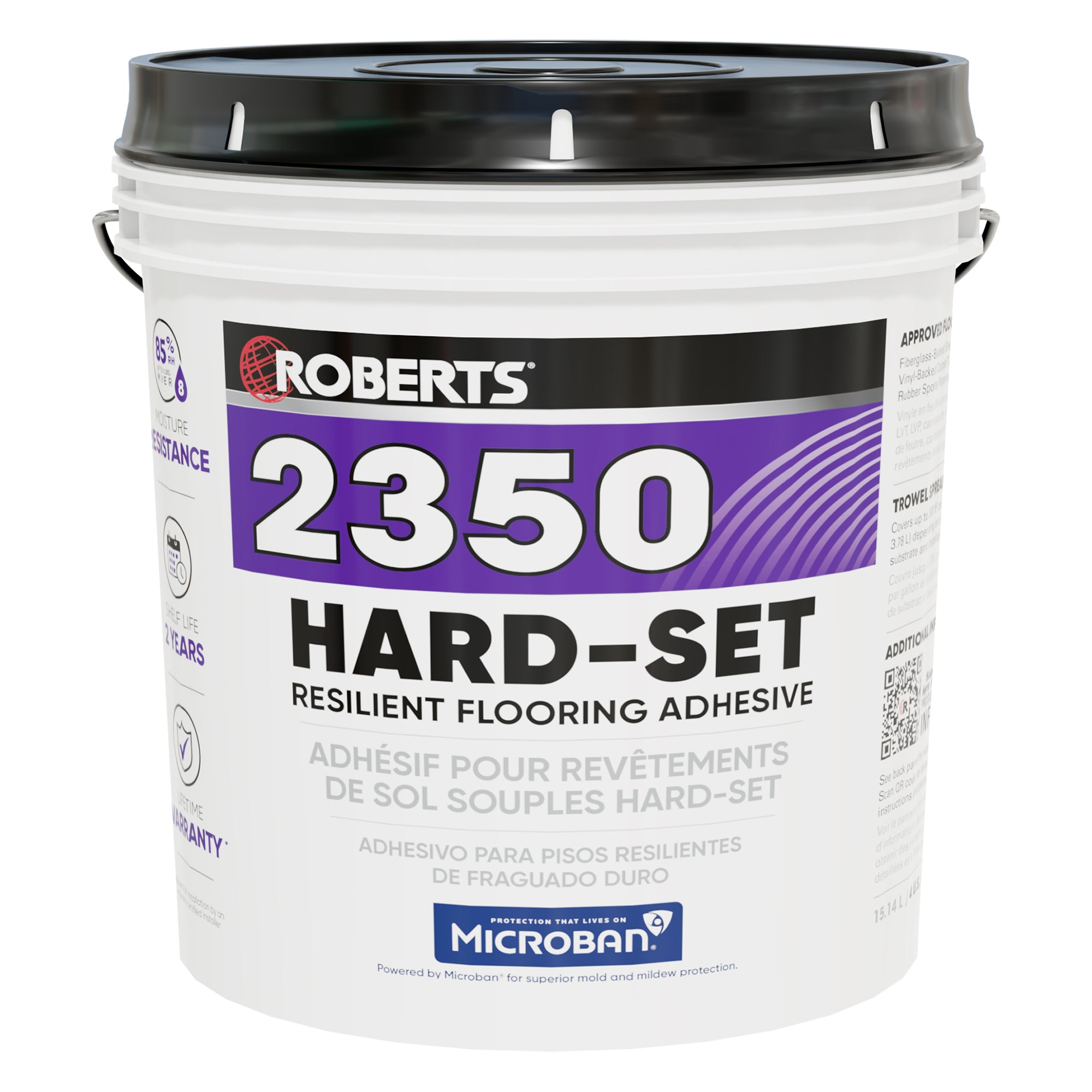 Roberts - Adhésif pour revêtement de sol souples Hard-Set 2350, 4 gal. (15,14 L)