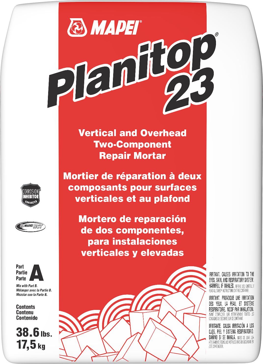 Mapei - Planitop 23 Mortier de réparation pour surfaces verticales et plafonds Partie A - 38.6 lb