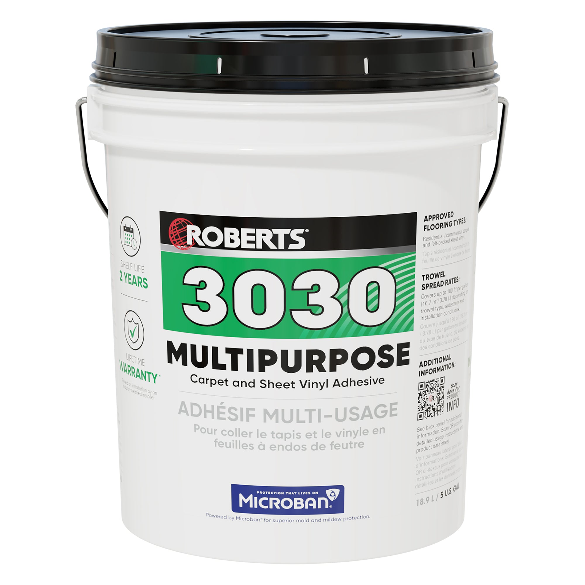 Roberts - Adhésif multiusage pour tapis et vinyle en feuille – 18.9 L / 5 gal.