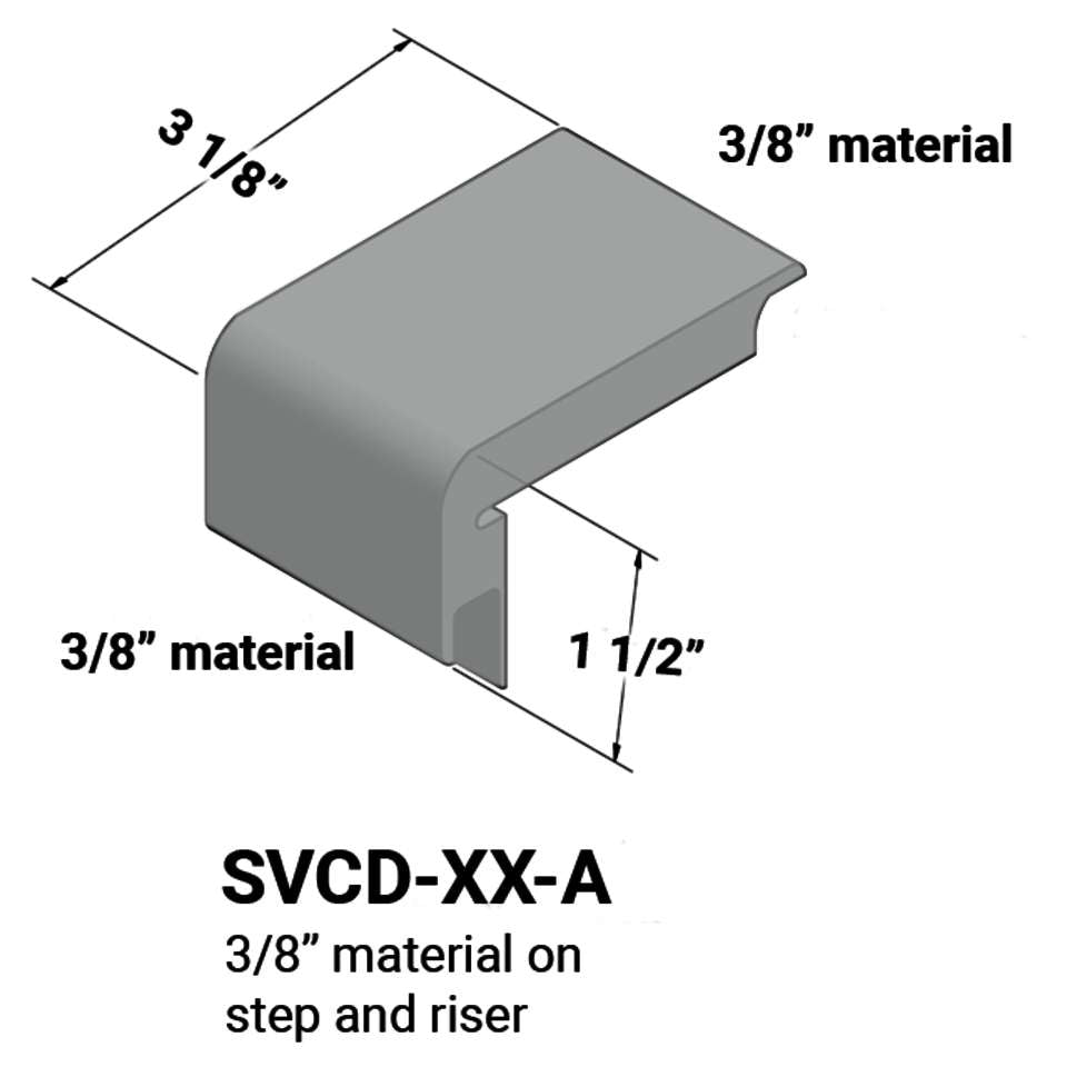Tarkett - Nez de marches d'escalier - 3⁄8” matériel sur la marche et la contremarche #38 Pewter 12'