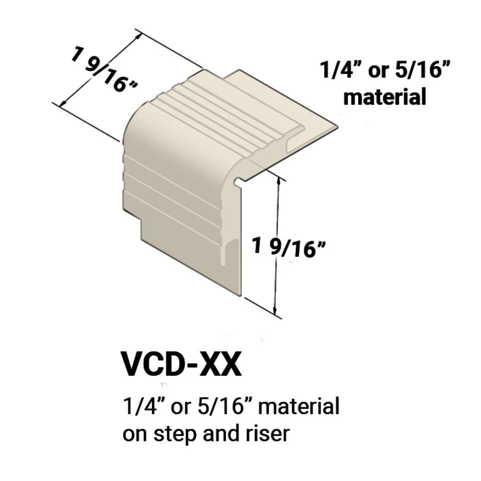 Tarkett - Nez de marches d'escalier - ¼” or 5⁄16" matériel sur la marche et la contremarche #1 Snow White 12'