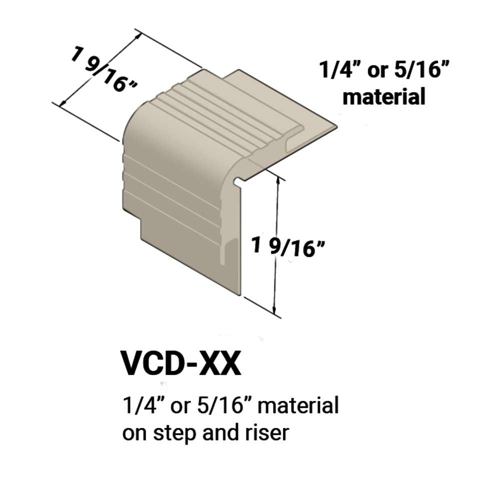 Tarkett - Nez de marches d'escalier - ¼” or 5⁄16" matériel sur la marche et la contremarche #22 Pearl 12'