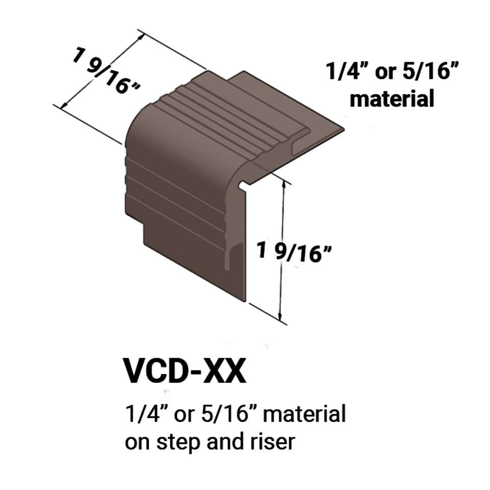Tarkett - Nez de marches d'escalier - ¼” or 5⁄16" matériel sur la marche et la contremarche #76 Cinnamon 12'