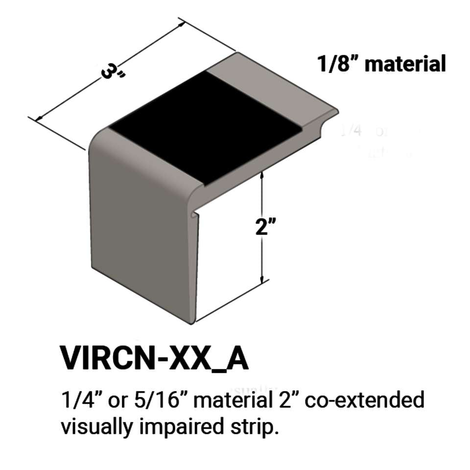 Tarkett - Nez de marches d'escalier - ¼” or 5⁄16" matériel sur la marche #32 Pebble 40 Black Insert 12'