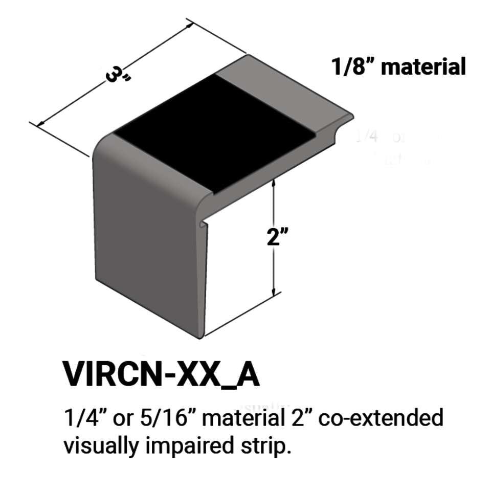 Tarkett - Nez de marches d'escalier - ¼” or 5⁄16" matériel sur la marche #48 Grey 40 Black Insert 12'