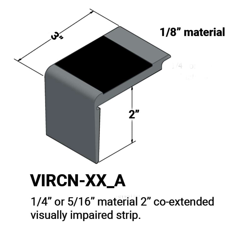 Tarkett - Nez de marches d'escalier - ¼” or 5⁄16" matériel sur la marche #71 Storm Cloud 40 Black Insert 12'