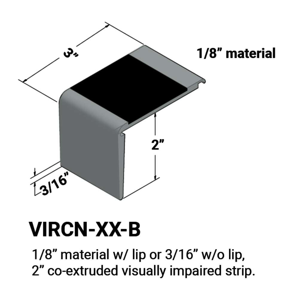 Tarkett - Nez de marches d'escalier - ⅛” matériel avec lèvre ou 3⁄16" sans lèvre sur la marche #28 Medium Grey 40 Black Insert 12'