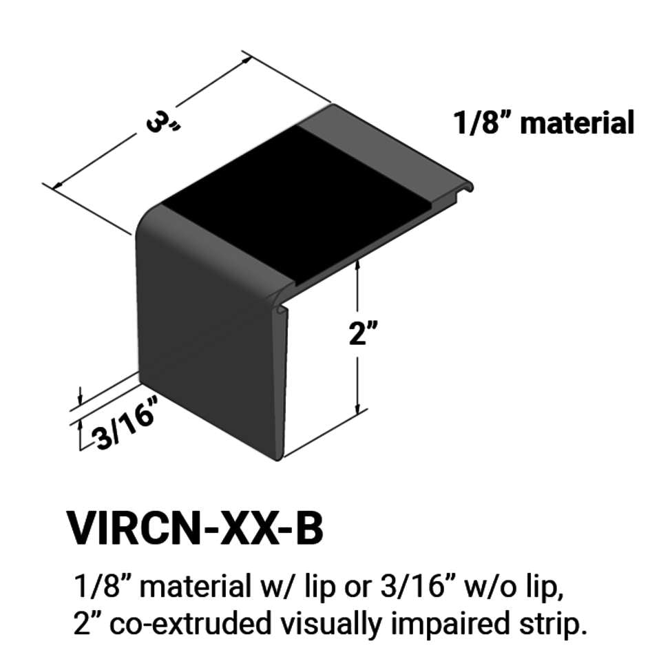Tarkett - Nez de marches d'escalier - ⅛” matériel avec lèvre ou 3⁄16" sans lèvre sur la marche #40 Black 55 Silver Grey Insert 12'