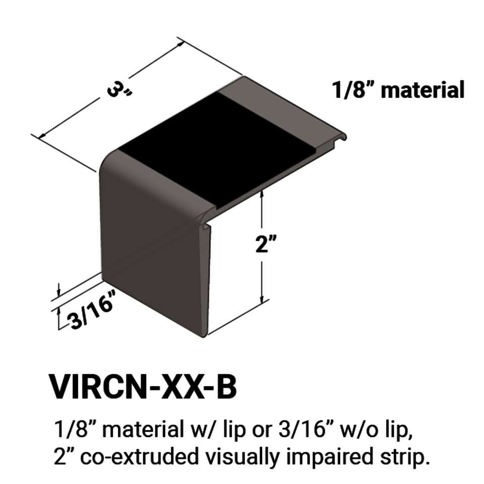 Tarkett - Nez de marches d'escalier - ⅛” matériel avec lèvre ou 3⁄16" sans lèvre sur la marche #167 Fudge 49 Beige Insert 12'