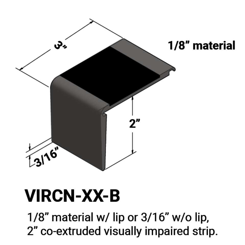 Tarkett - Nez de marches d'escalier - ⅛” matériel avec lèvre ou 3⁄16" sans lèvre sur la marche #44 Dark Brown 49 Beige Insert 12'