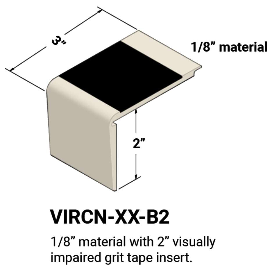 Tarkett - Nez de marches d'escalier - ⅛” matériel sur la marche #1 Snow White Black grit tape 12'