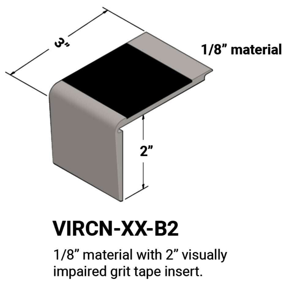 Tarkett - Nez de marches d'escalier - ⅛” matériel sur la marche #55 Silver Grey Black grit tape 12'