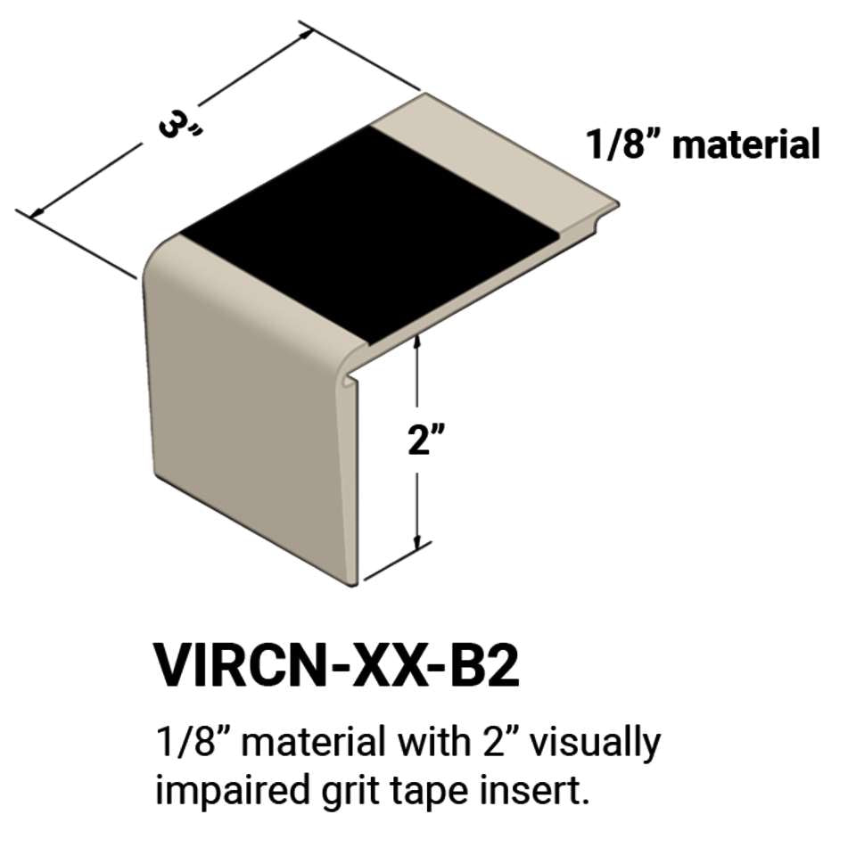 Tarkett - Nez de marches d'escalier - ⅛” matériel sur la marche #22 Pearl Brown grit tape 12'