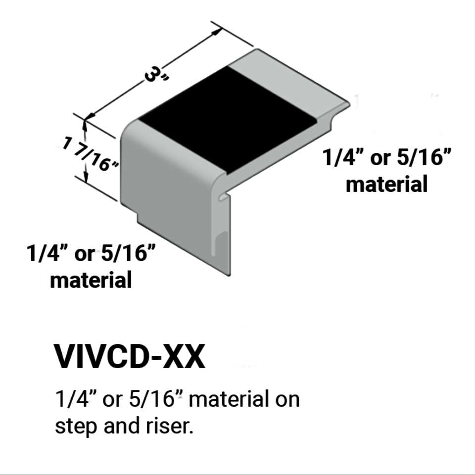 Tarkett - Nez de marches d'escalier - ¼” or 5⁄16" matériel sur la marche et la contremarche #21 Platinum 40 Black Insert 12'