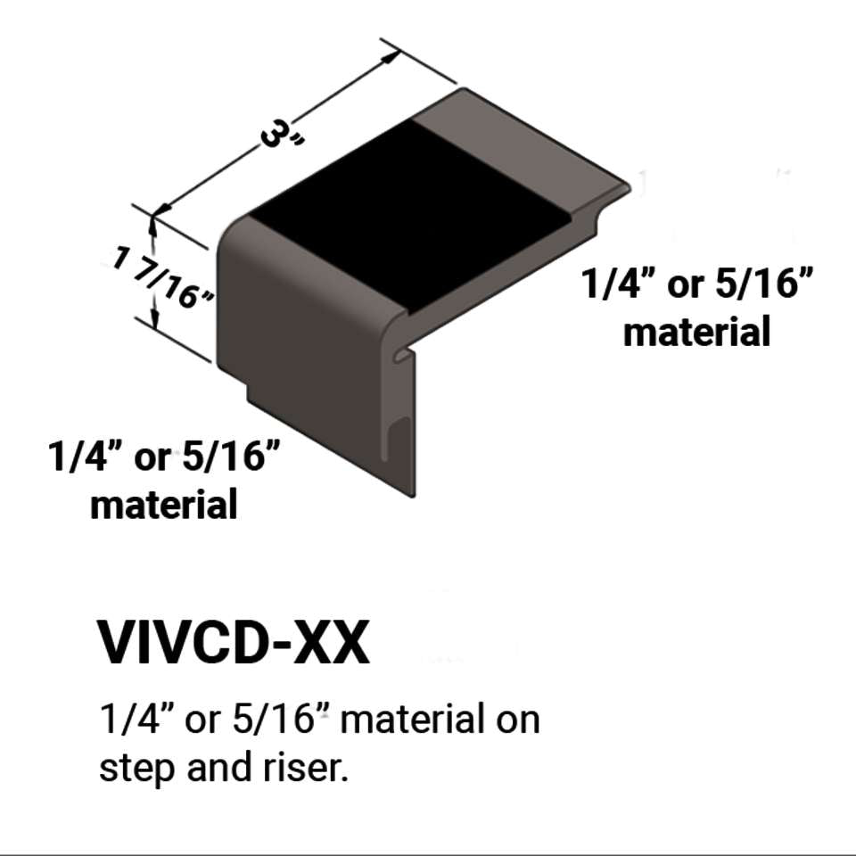 Tarkett - Nez de marches d'escalier - ¼” or 5⁄16" matériel sur la marche et la contremarche #47 Brown 49 Beige Insert 12'