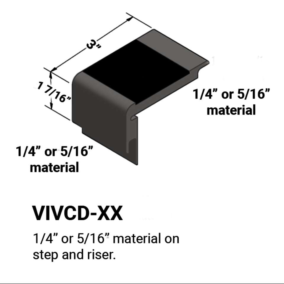 Tarkett - Nez de marches d'escalier - ¼” or 5⁄16" matériel sur la marche et la contremarche #44 Dark Brown 49 Beige Insert 12'