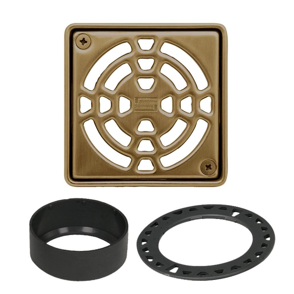 Schluter - KERDI-DRAIN Ensemble de grille carrée Classic - acier inoxydable (V2) or antique 4"