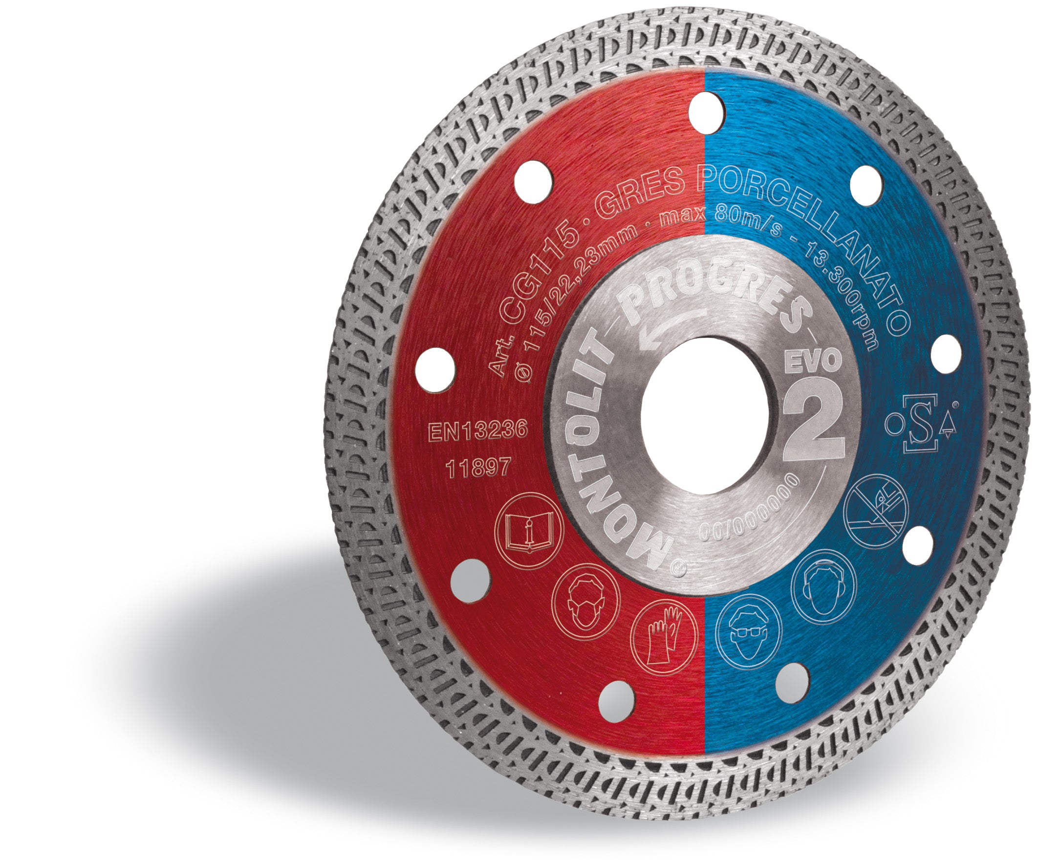 Montolit - Lame diamantée Red Line pour coupe à l'eau et à sec 4 1/2"