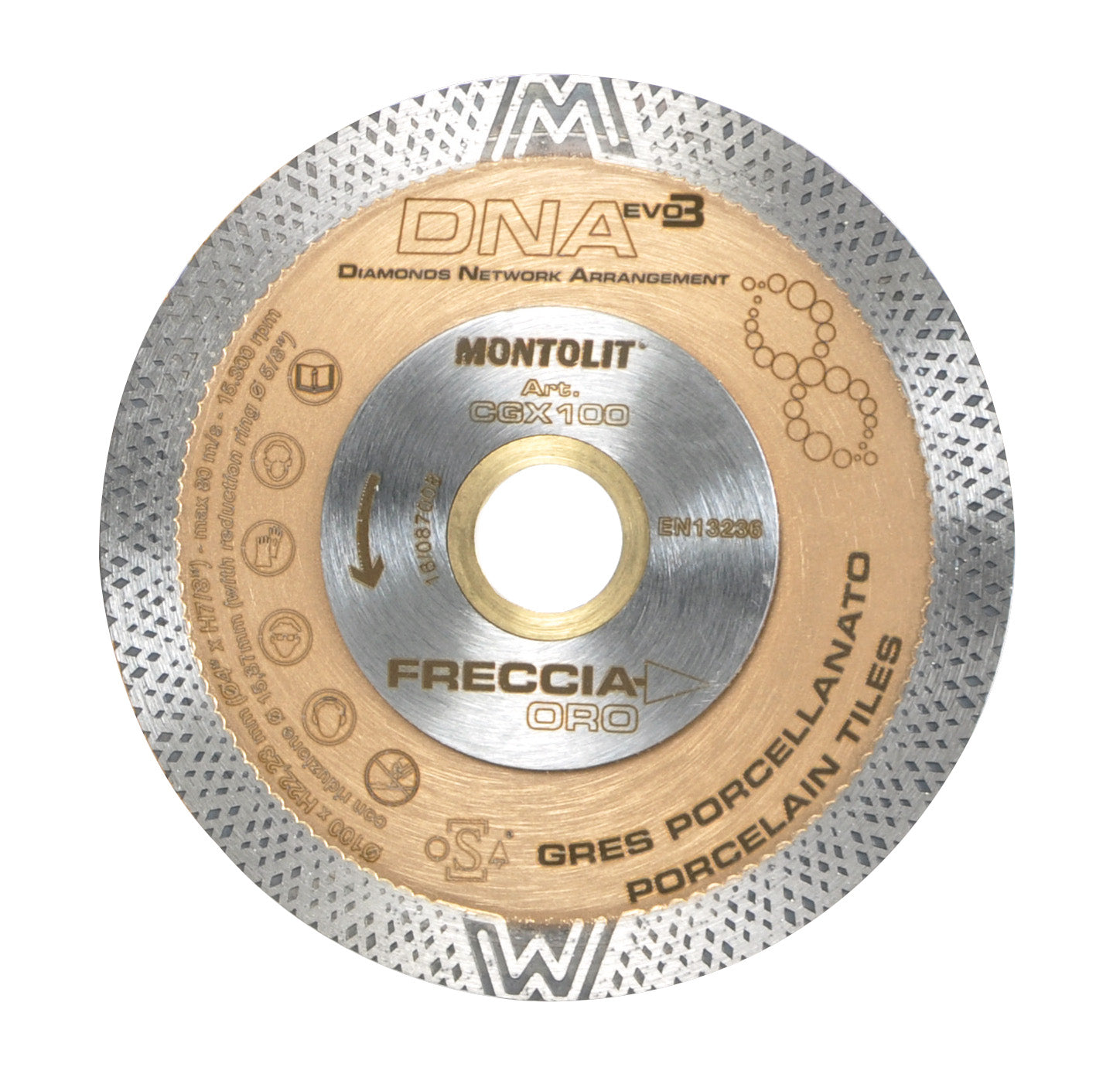 Montolit - Lame diamantée Freccia Ora pour coupe à l'eau et à sec 4"