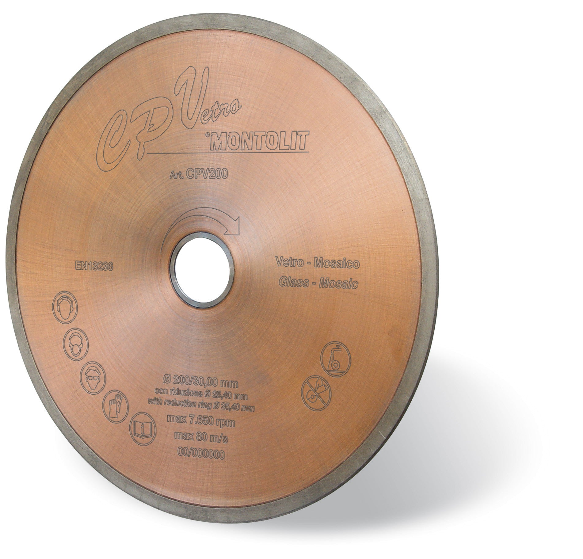 Montolit - CPV Lame diamantée pour coupe à l'eau de verre 8"