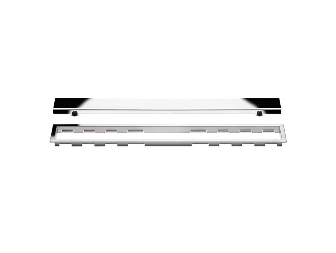Schluter KERDI-LINE Recessed Linear Drain with Solid Grate Design - Stainless Steel (V4) Chrome 3/4" x 27-9/16" ||KL1AR19EP70