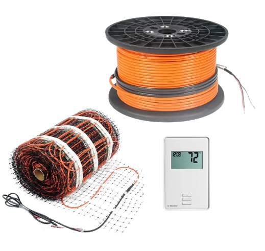 65 sq ft - Concrete Floor Heating Kit on Mesh 240 Volt