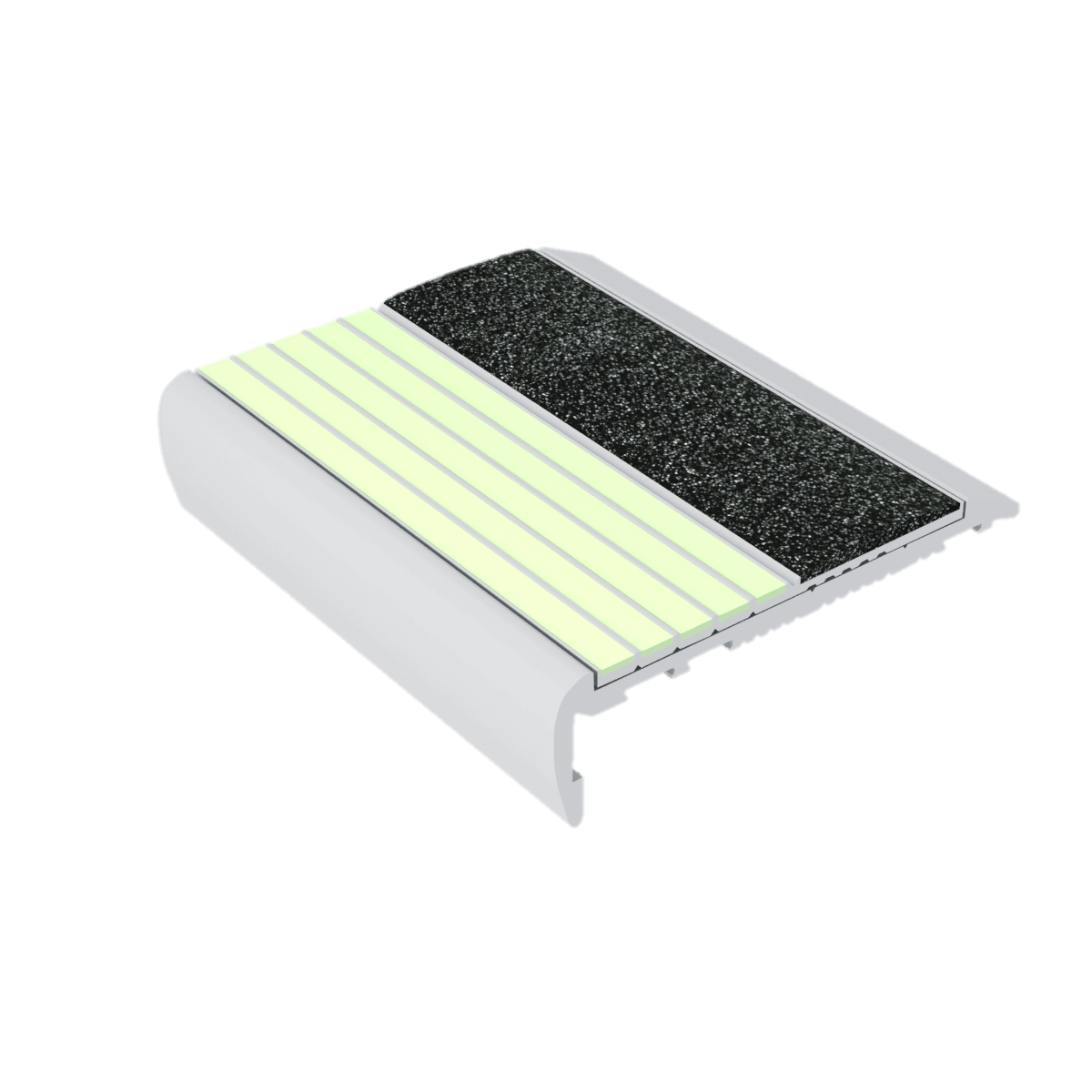 Kinesik - Ecoglo F7-E40 Photoluminescent Flat Stair Nosing with Black Anti-Slip Strip 2.6" (vendu en pied linéaire)