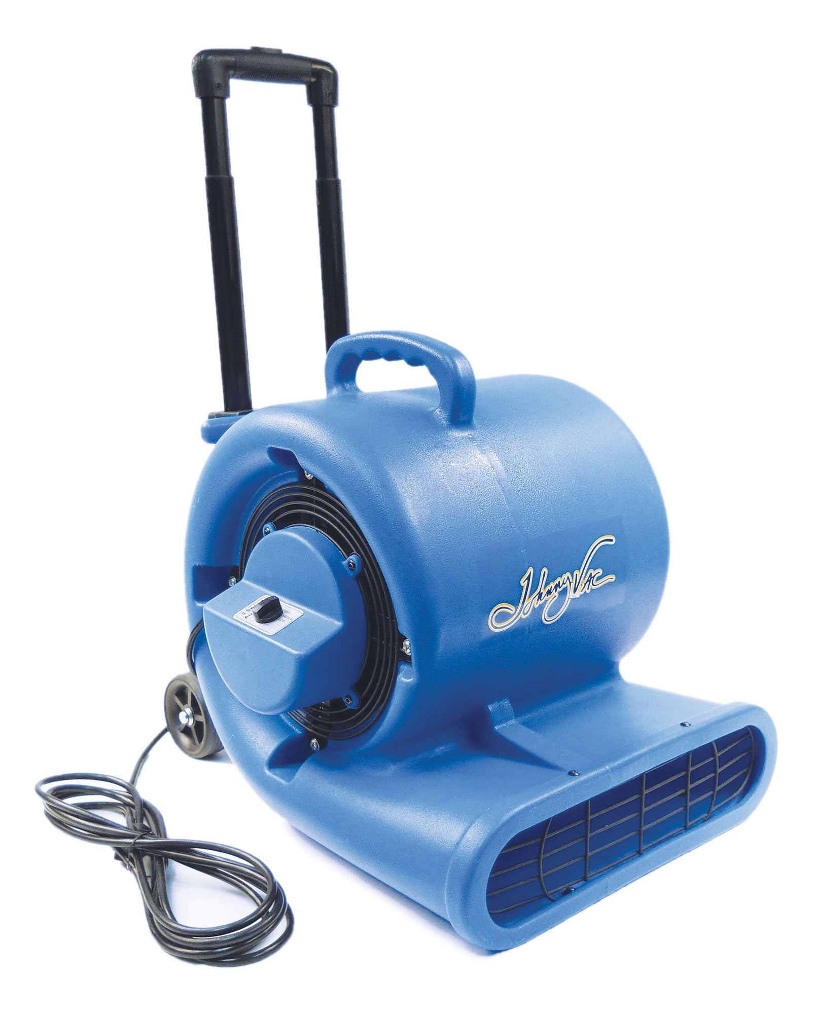 Johnny Vac - Ventilateur - diamètre de 9.5" (24 cm) - 3 vitesses avec poignée télescopique et roues - Bleu