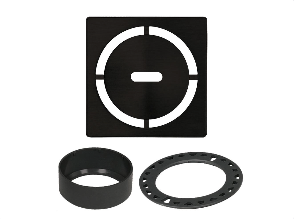 Stainless Steel (V2) Matte Black 4" - Schluter KERDI-DRAIN Pure Square Grate Kit ||KDIF4GRKMGSD8
