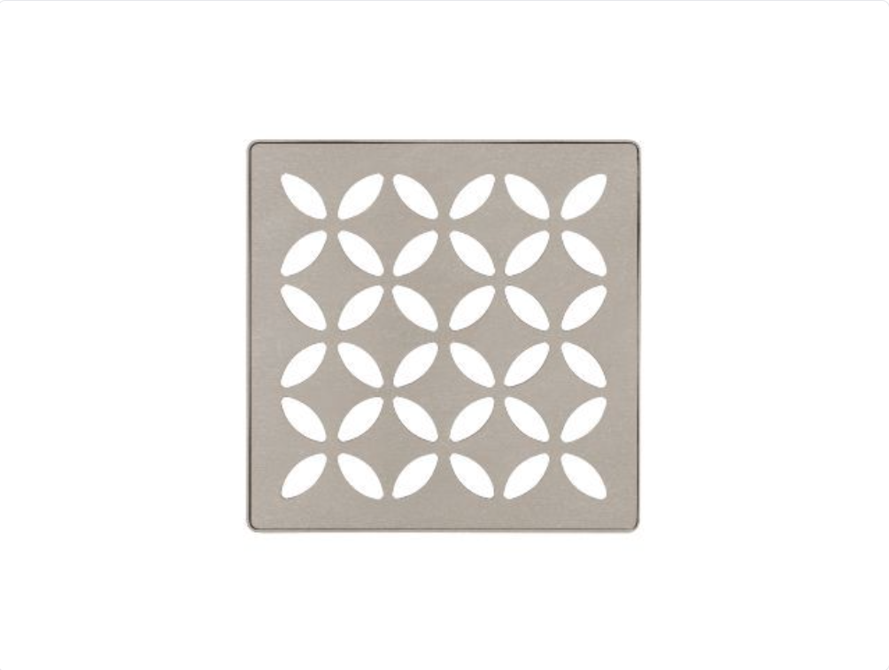 Stainless Steel (V2) Stone Gray 4" - Schluter KERDI-DRAIN Floral Square Grate Kit ||KDIF4GRKTSSGD5