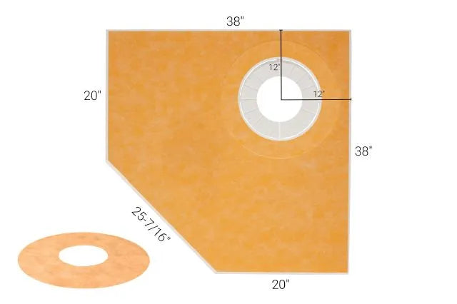 38" x 38" - Schluter Base de douche mince KERDI-SHOWER-TT néo-angle ||KST965NA/BF