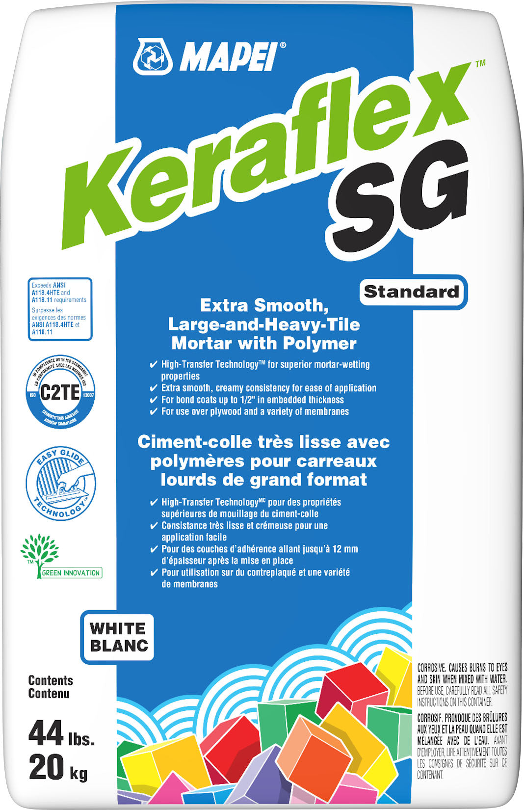 Mapei - Keraflex SG Ciment-colle très lisse pour carreaux lourds de grand format, Blanc - 44 lb