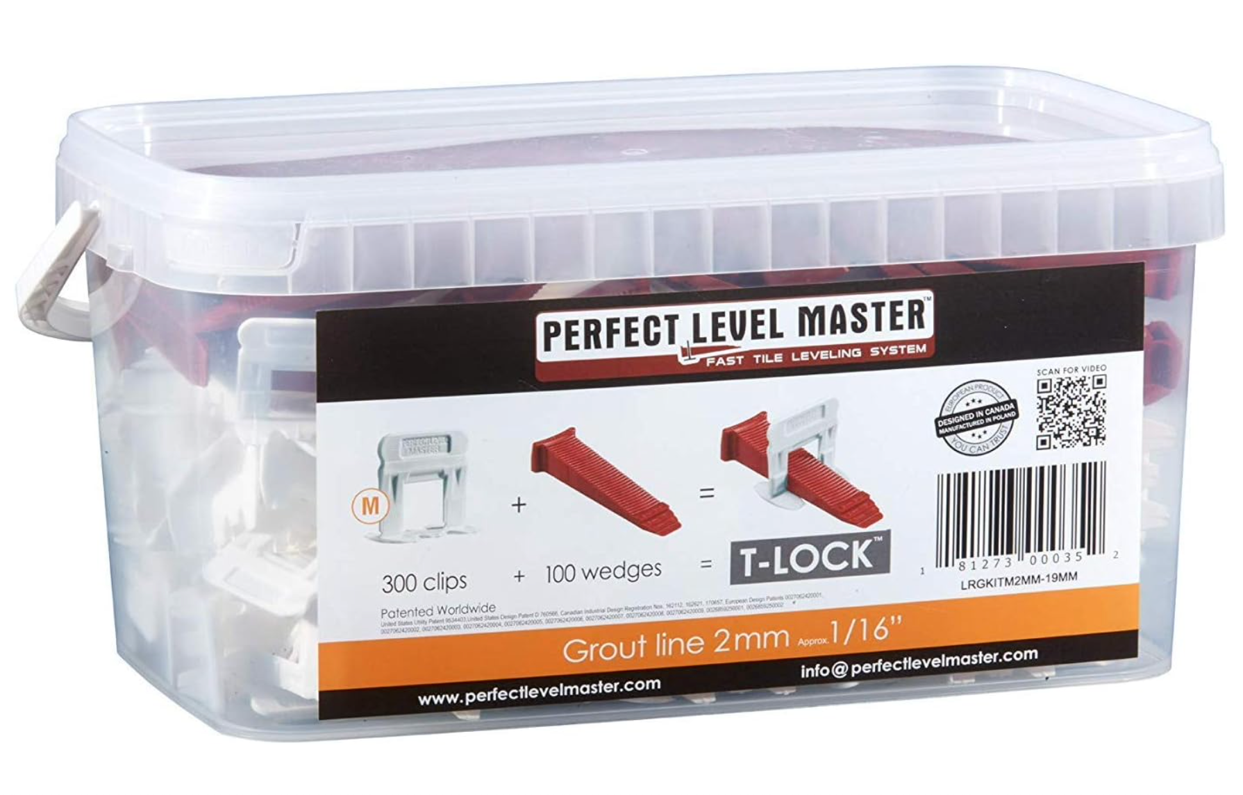 Perfect Level Master - 2mm (1/16") Leveling Wedges and Clips Kit for 8-14mm Thick Tiles