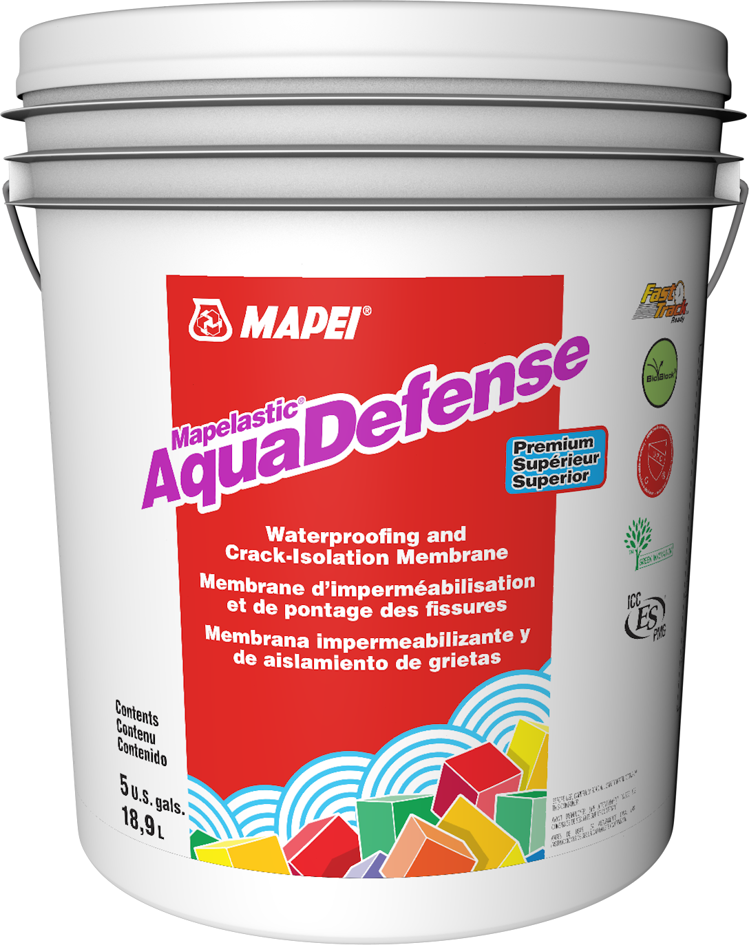 Mapei - AquaDefense Membrane d'imperméabilisation anti-fissures de qualité supérieure - 18.9 L