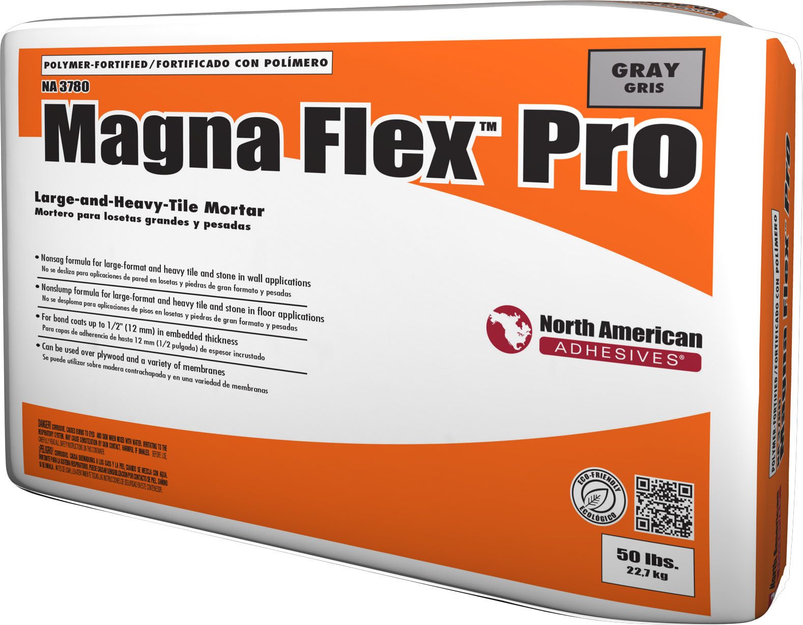 North American Adhesives - Magna Flex Pro Ciment-colle pour sols, murs et membranes NA 3780, Gris - 50 lb