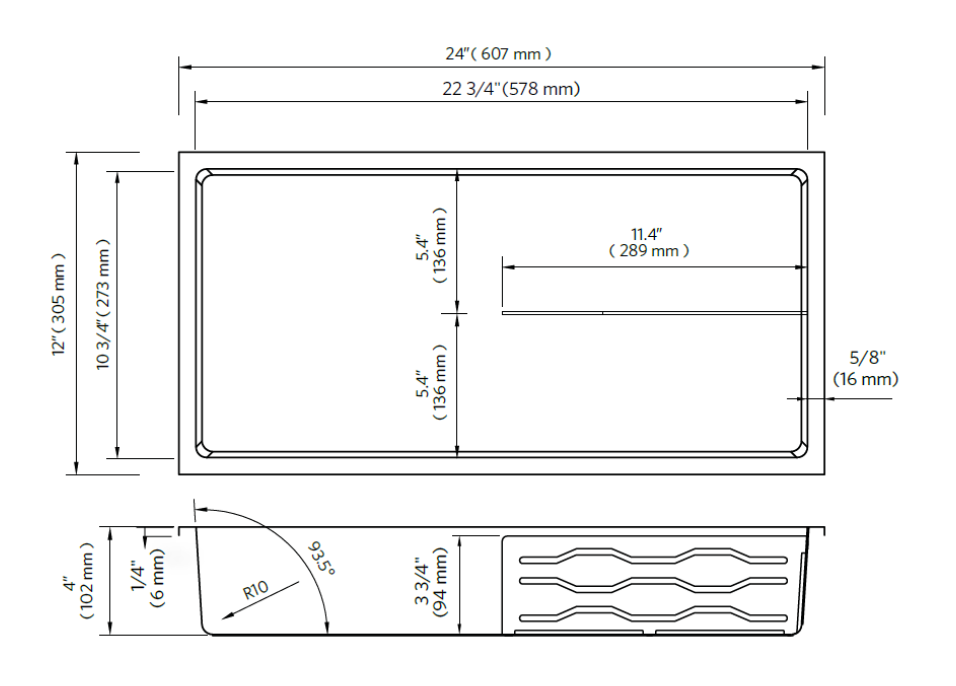 Fusion - Nano 12" x 24" - Shower Niche with Half Shelf Stainless Steel ||PRO1224THGS