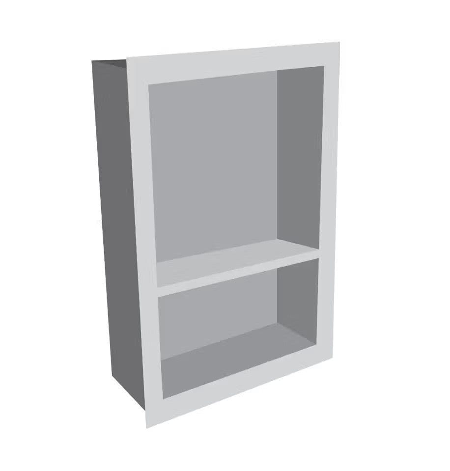 Fusion - Niche de douche avec tablette en quartz Midnight Black 16" x 24"