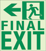 Kinesik - Ecoglo Enseigne murale de parcours d'évacuation aluminium "FINAL EXIT TO THE LEFT" 8.4" x 11.1"