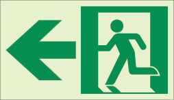Kinesik - Ecoglo  Enseignes photoluminescentes de parcours d'évacuation aluminium "EXIT TO THE LEFT" 8" x 4.6"