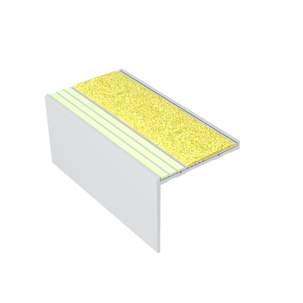 Kinesik - Ecoglo RF7B-E30 Photoluminescent Flat Stair Nosing with Yellow Anti-Slip Strips 2.19" (vendu en pied linéaire)