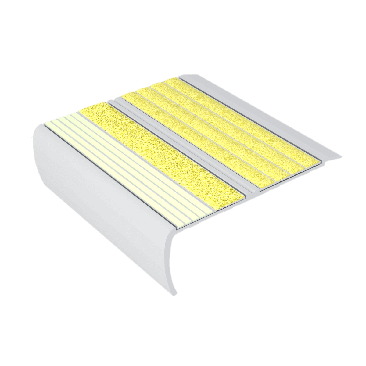 Kinesik - Ecoglo RF5-E40 Photoluminescent Flat Stair Nosing with Yellow Anti-Slip Strip 5.5" (vendu en pied linéaire)