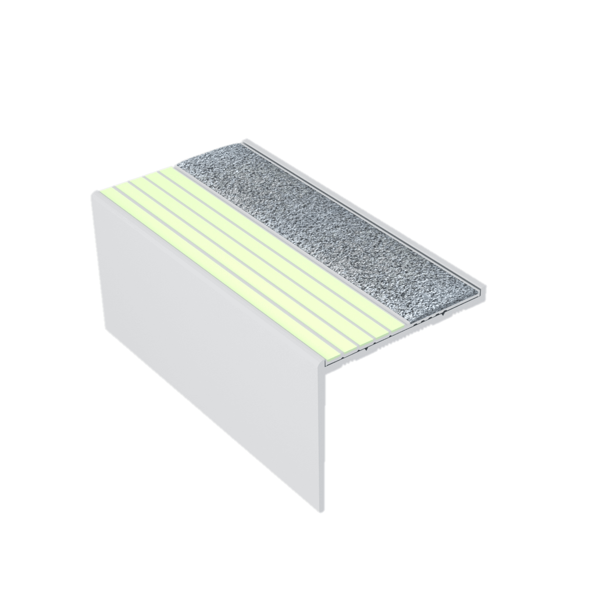 Kinesik - Ecoglo RFA7B-E40 Photoluminescent Flat Stair Nosing with Grey Anti-Slip Strips 2.19" (vendu en pied linéaire)