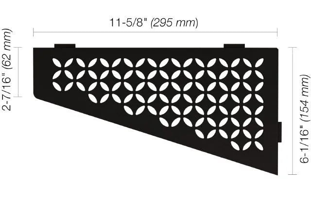 Schluter SHELF-E Étagère de coin quadrilaterale modèle Floral - aluminium noir mat (SKU: SES3D5MGS)