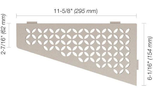 SES3D5TSBG - Schluter SHELF-E Étagère de coin quadrilaterale modèle Floral - aluminium grège